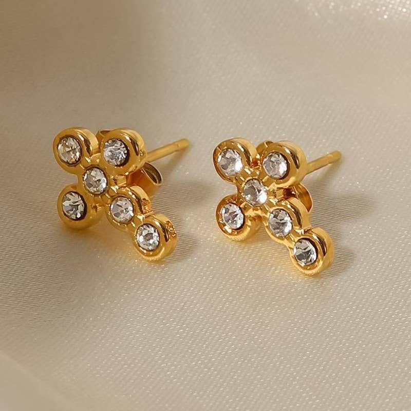 Waterproof Cross Stud Earrings