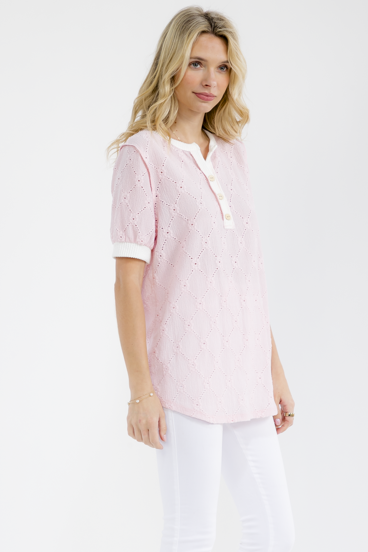 Eyelet Button Up Top