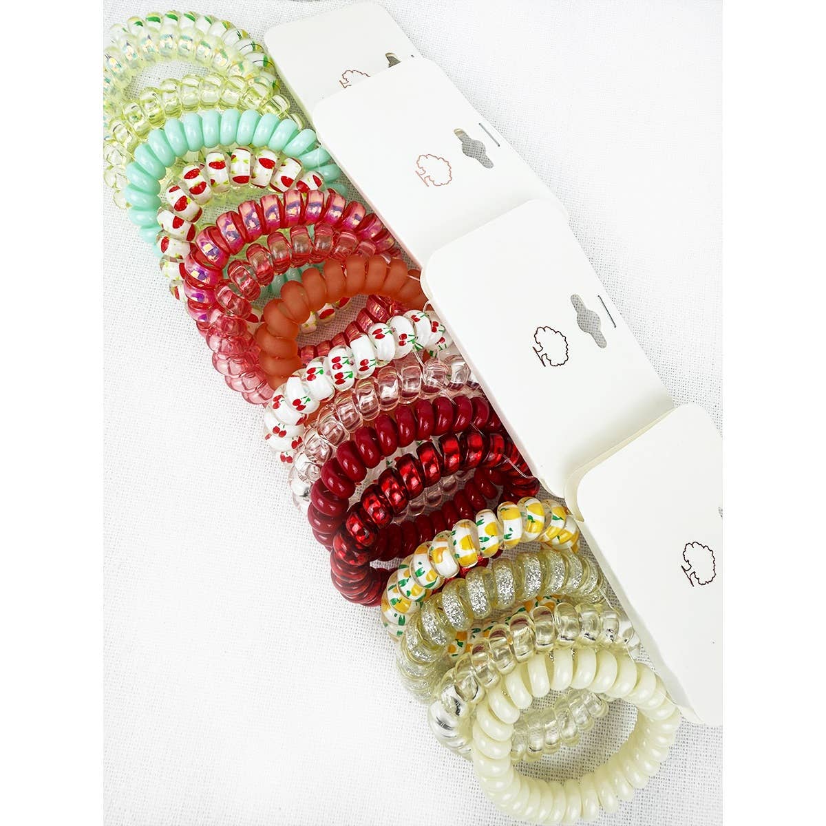 Fruit Print and mixed Shades Spiral Hair Ties