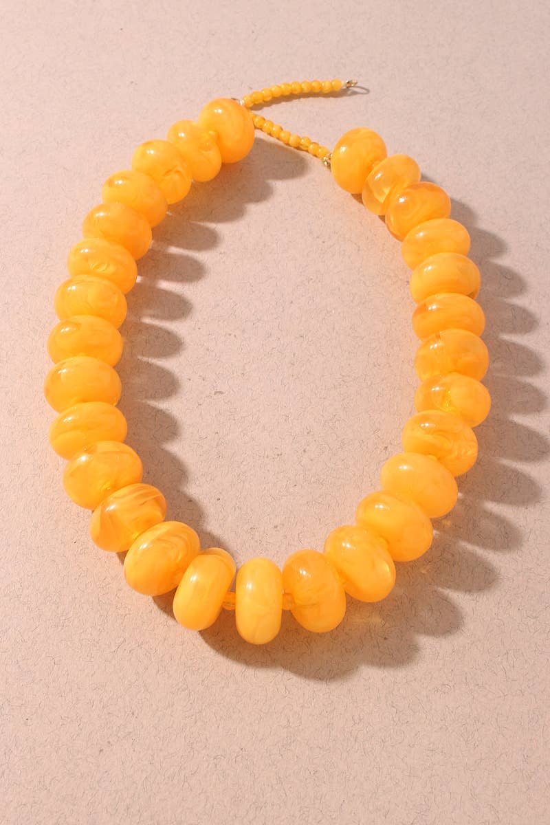Chunky Marbled Resin Disc Beaded Necklace