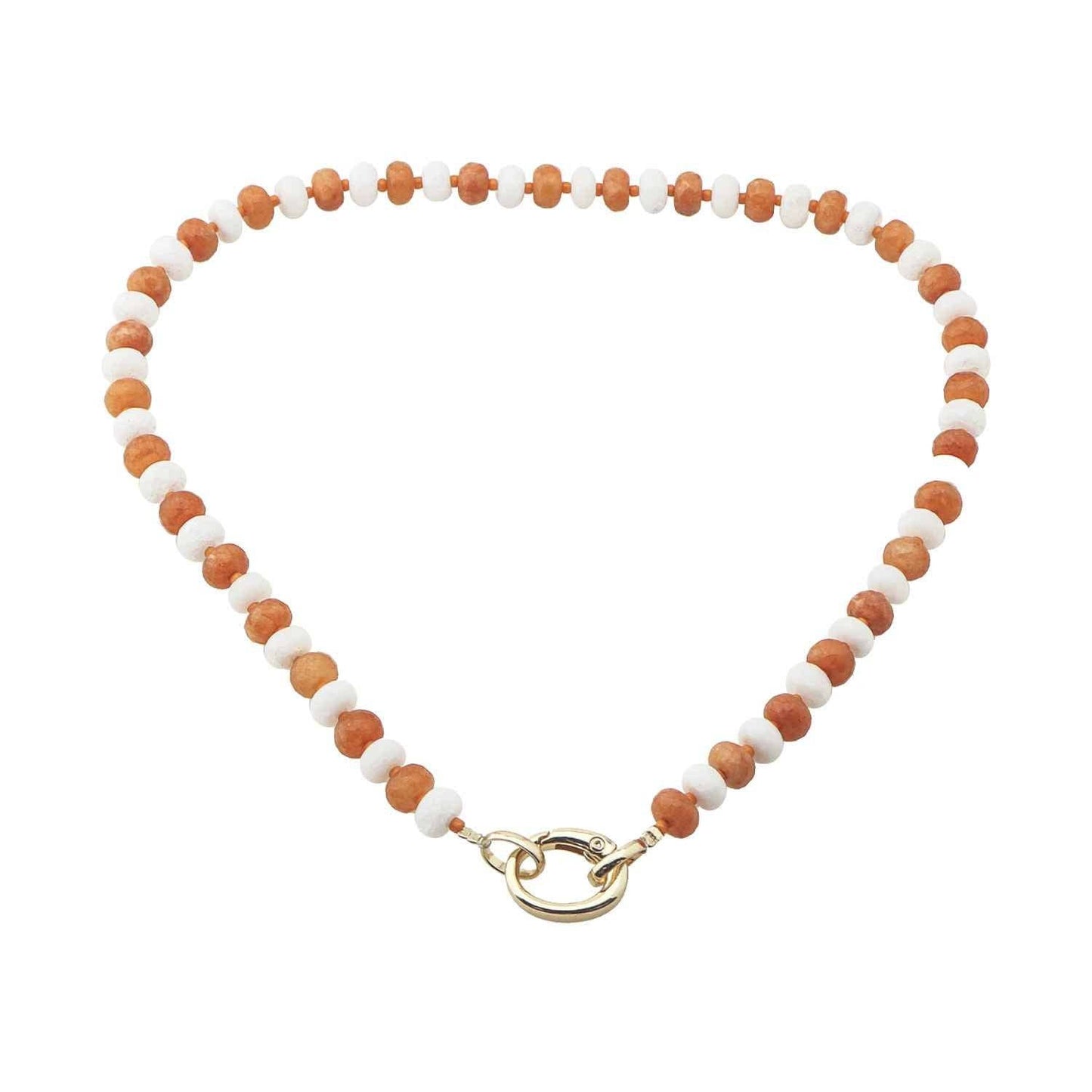 Orange and White Crystal Beaded with 18" Gameday Necklace with Gold Clasp