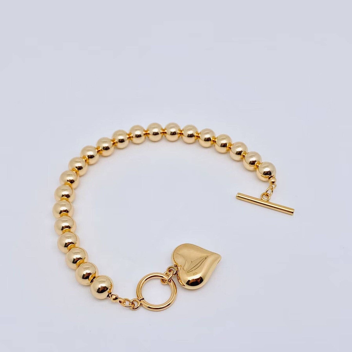 Heart Charm 18K Gold Plated Chain Bracelet