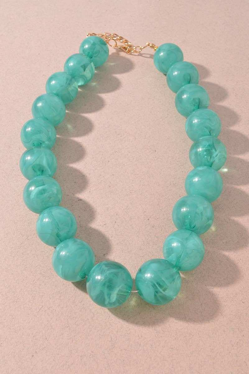 Marbled Round Beaded Statement Necklace