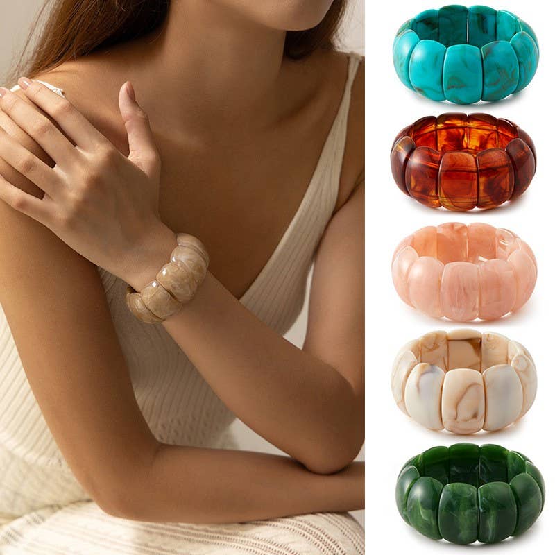 Color-Block Acrylic Stretch Cord Bracelet