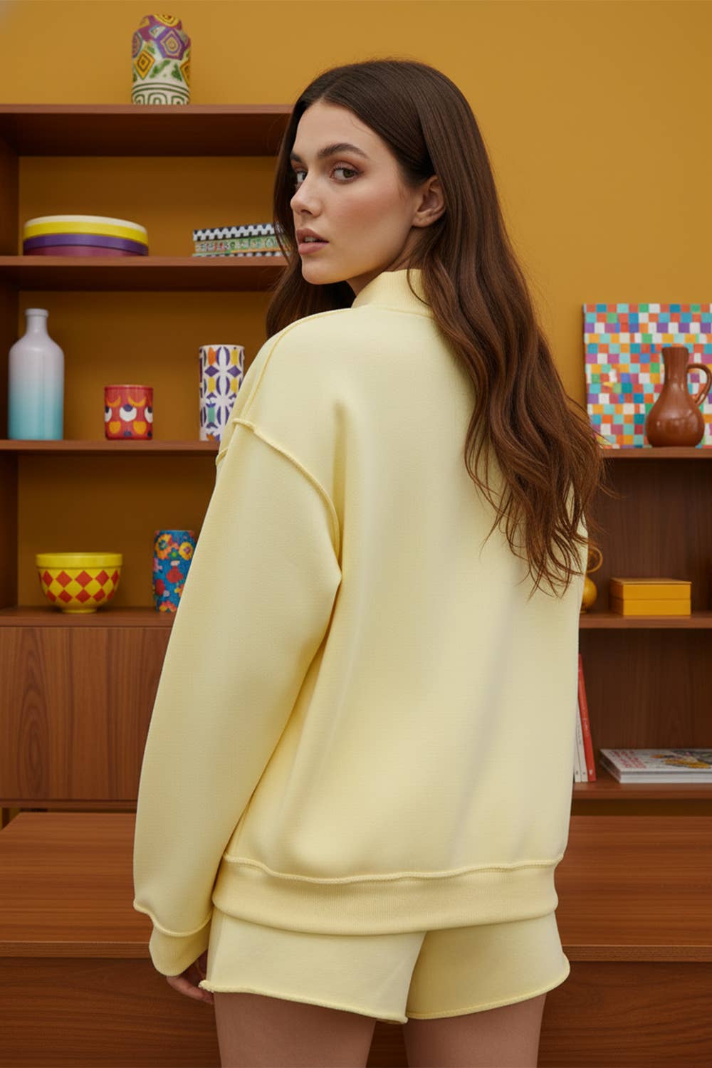 'Mother' Embroidered Mock Neck Sweatshirt