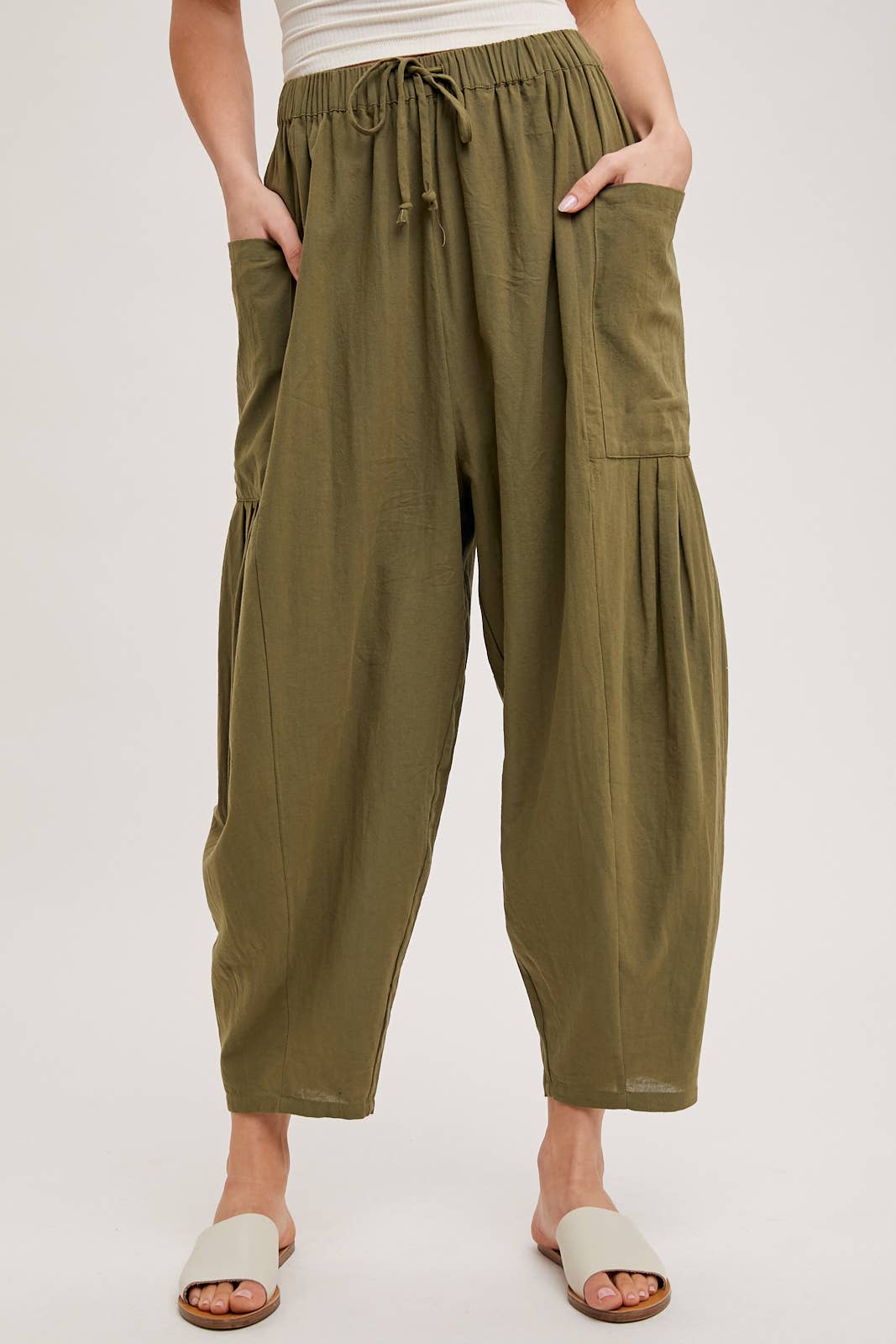 Linen Blend Wide Leg Pants