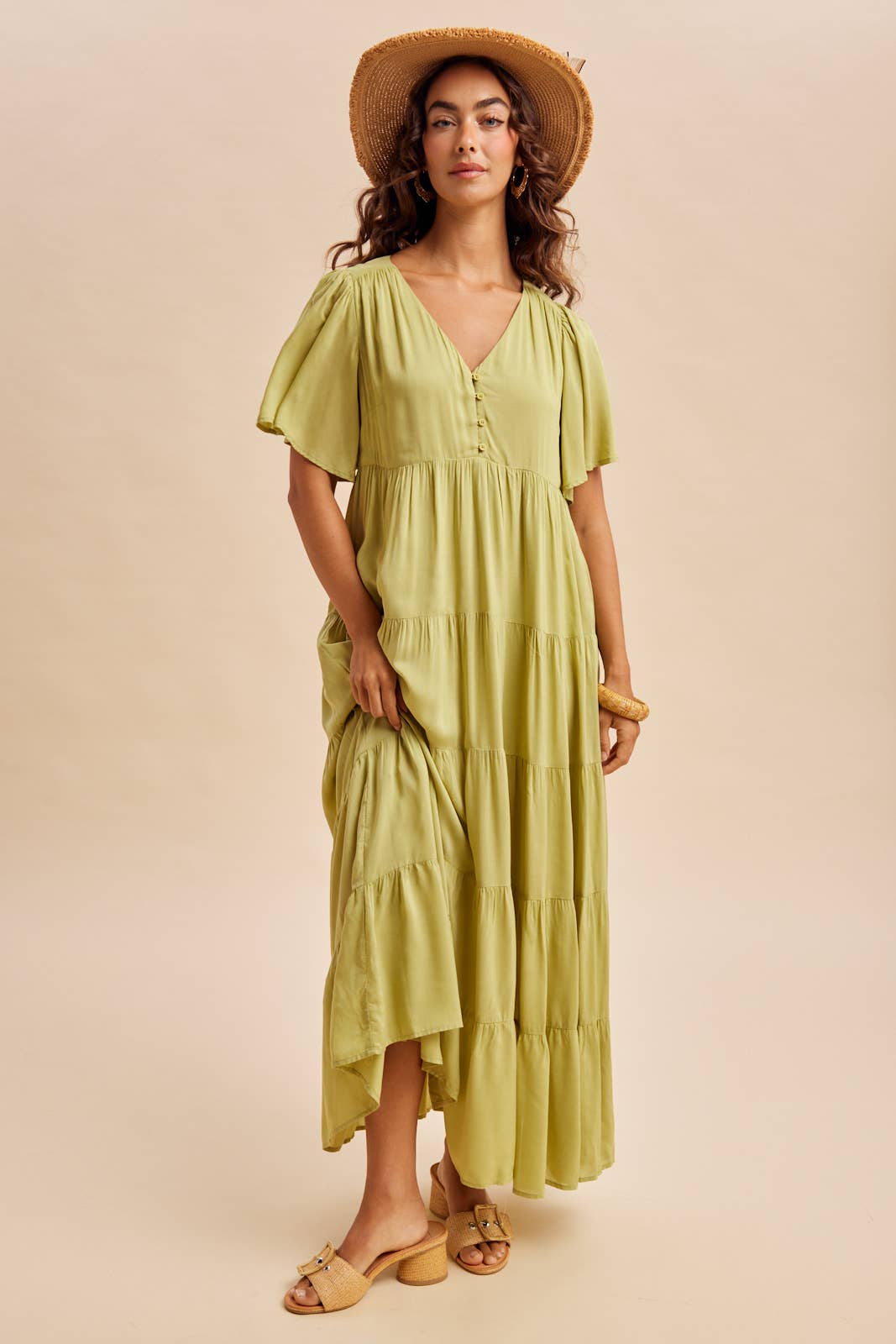 Apricot Flowy Maxi Dress