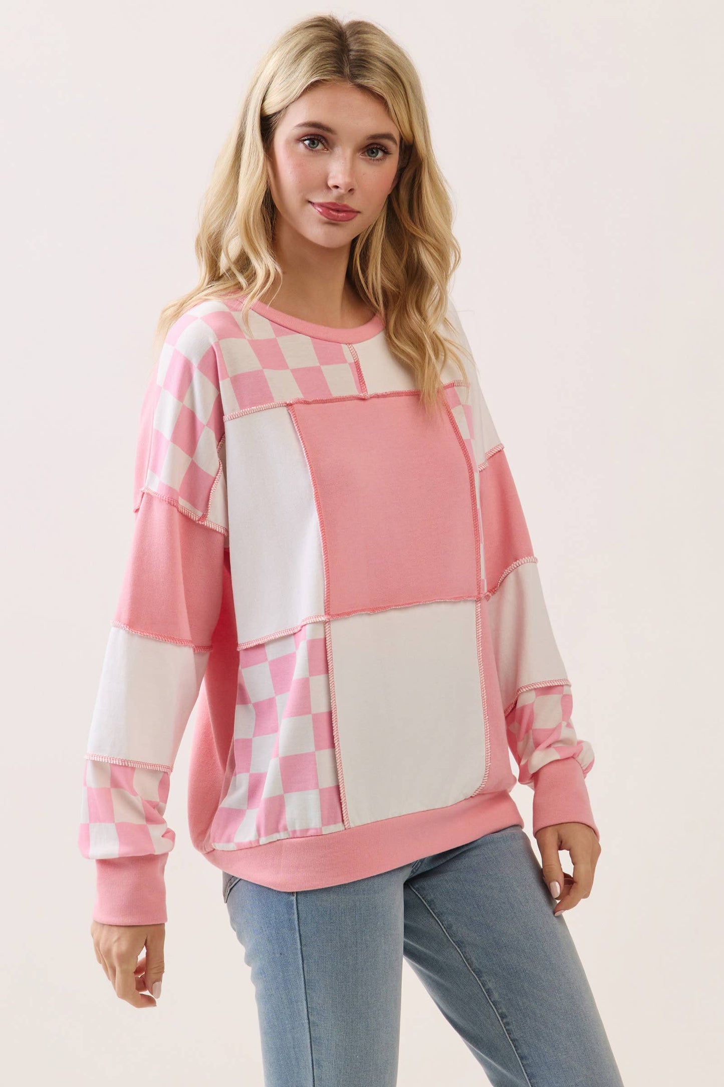 Pink Checker Pullover