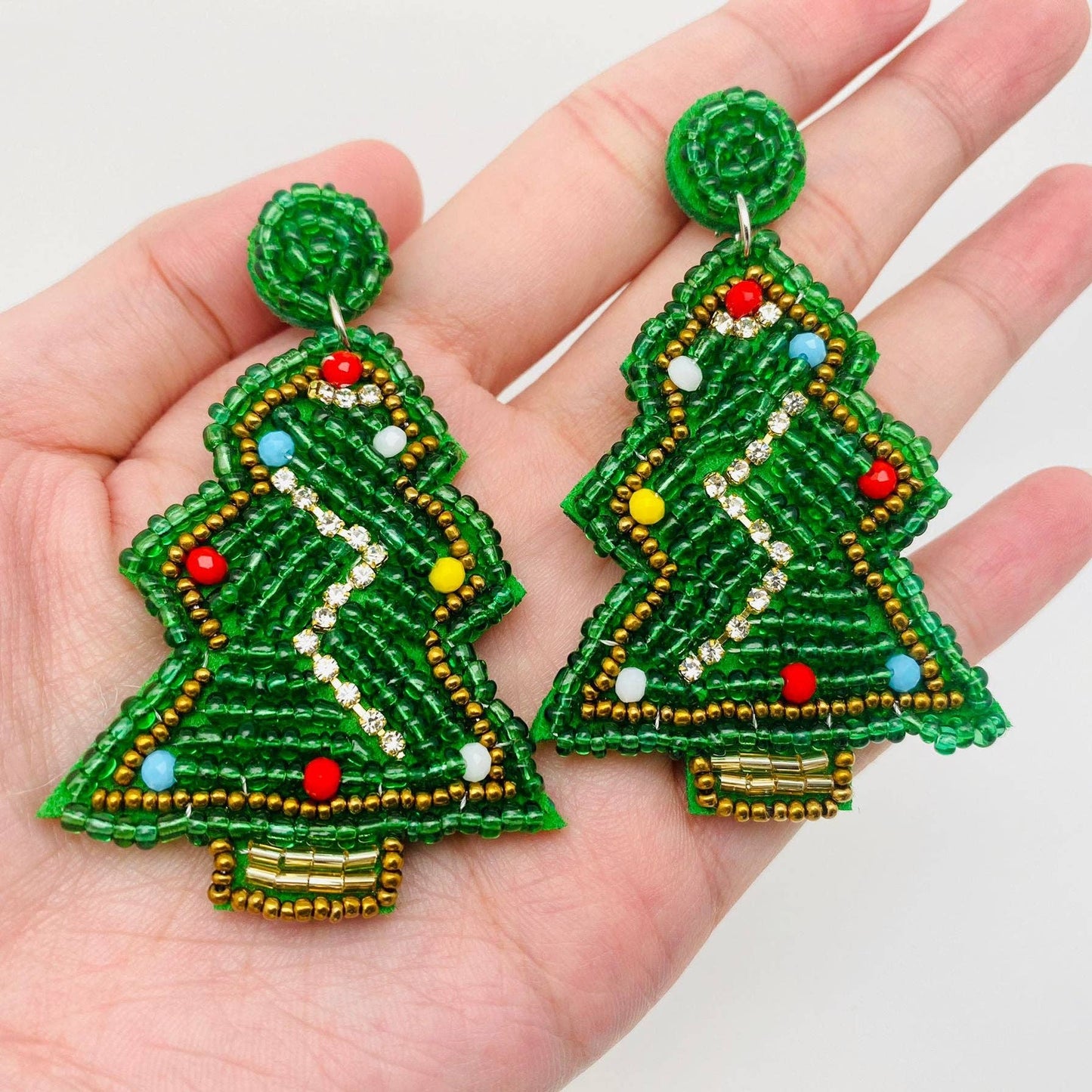 Christmas Tree Beaded Earrings