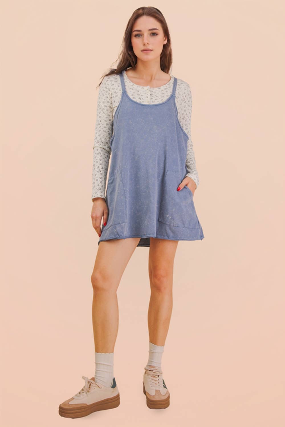 Mineral Washed Dress with Shorts Inside 