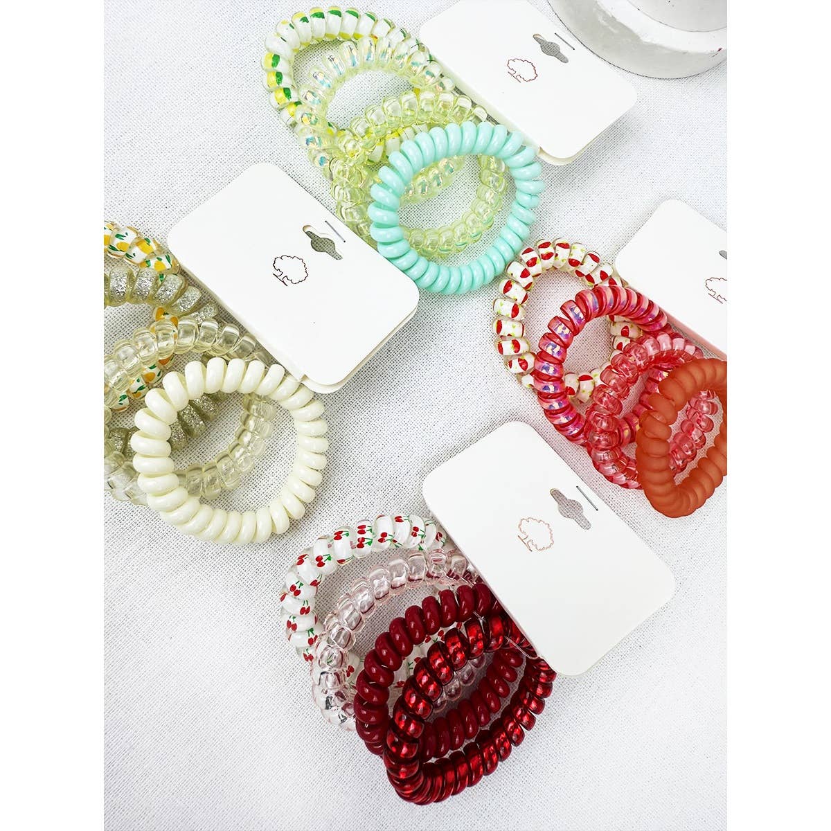 Fruit Print and mixed Shades Spiral Hair Ties