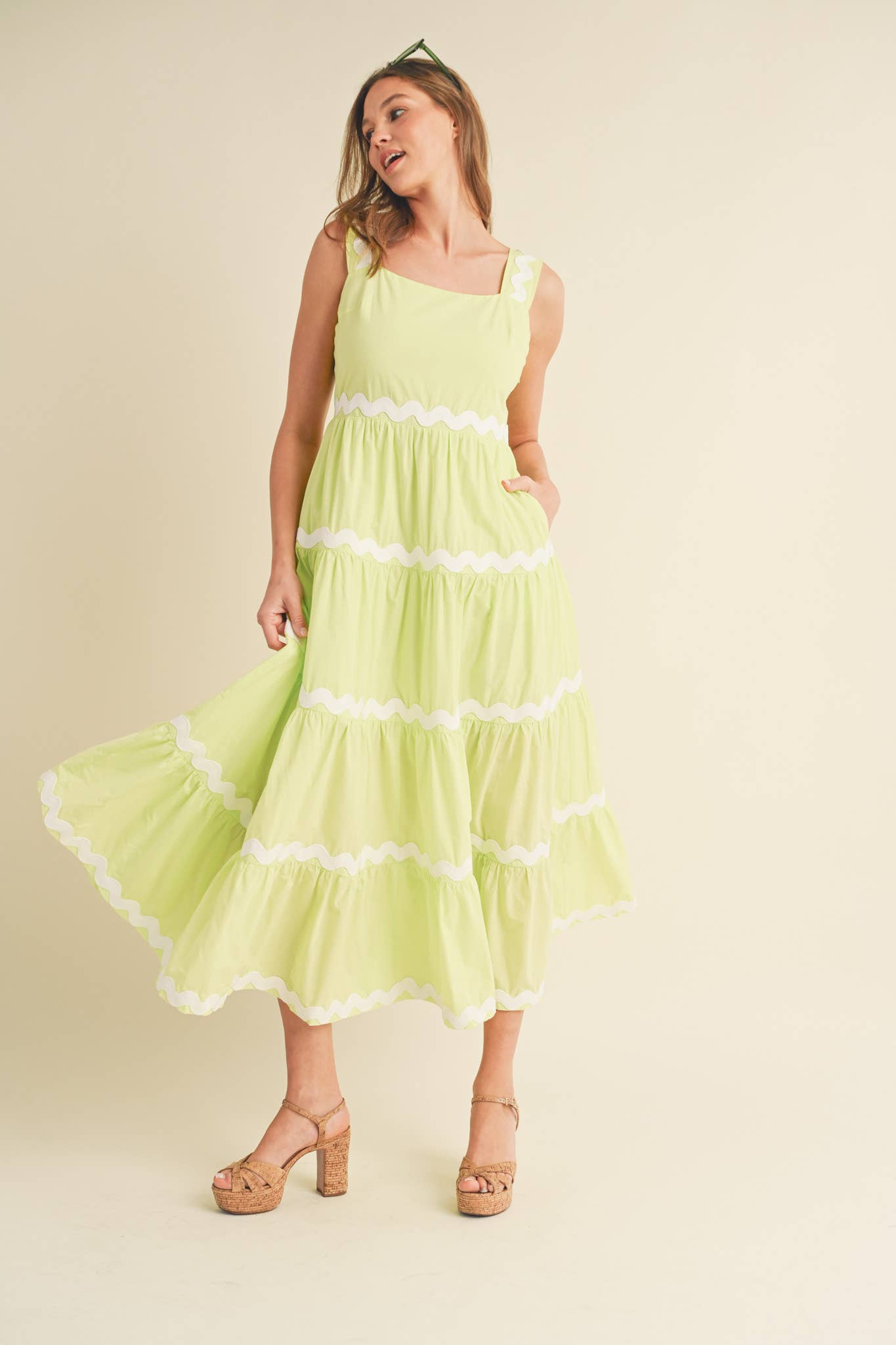 Ric Rac Trim Midi Dress