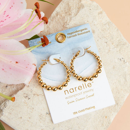 Waterproof Earrings Narelle Bubble Hoops in 18K Gold + Steel