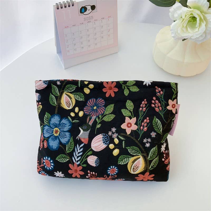 Embroidered Zipper Pouch