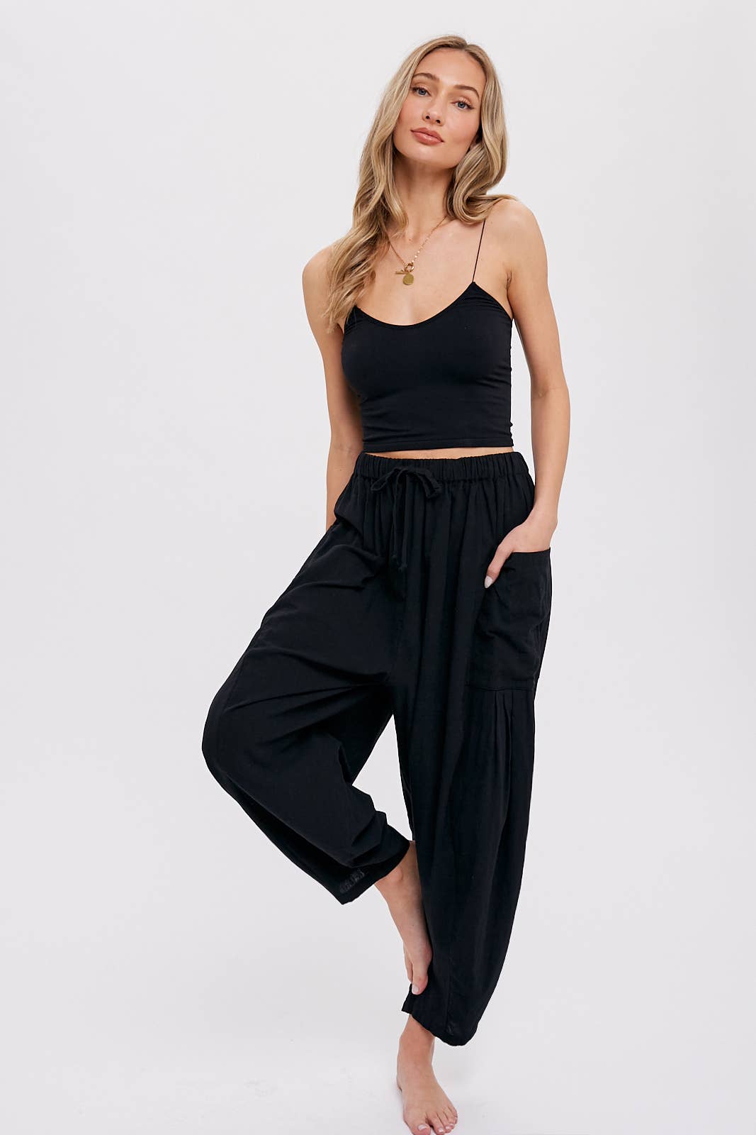 Linen Blend Wide Leg Pants