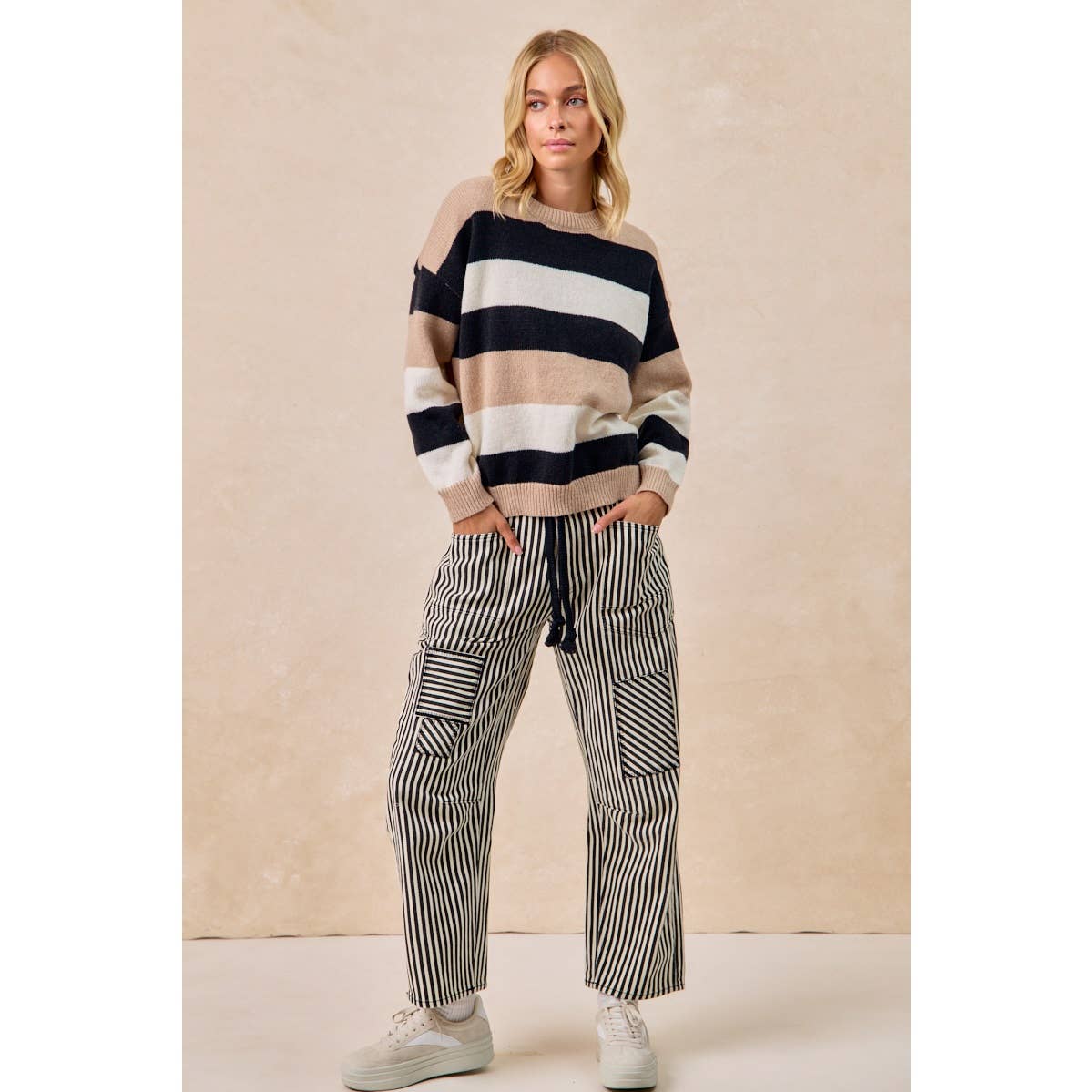 Striped Twill Pants