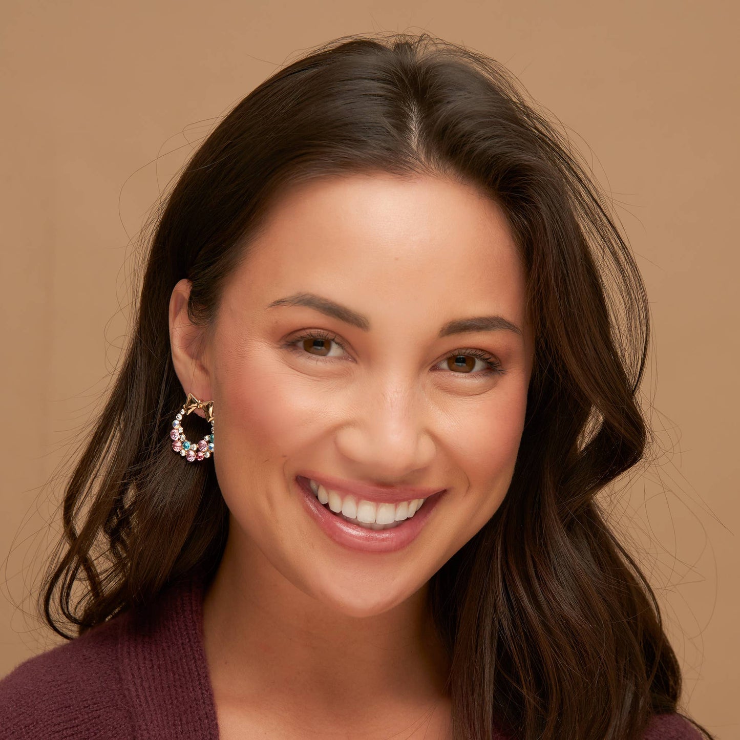 Holiday Pastel Christmas Wreath Drop Earrings