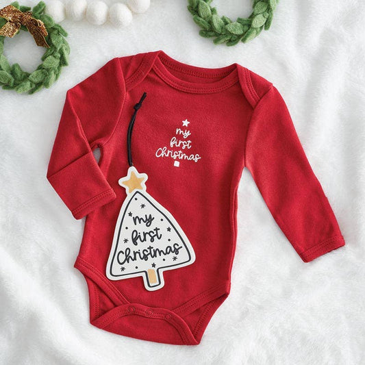 My First Christmas Baby Long Sleeve Snapshirt