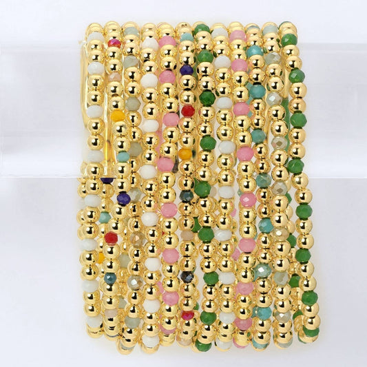 Bead & Crystal Stretch Bracelet -Assorted 4mm