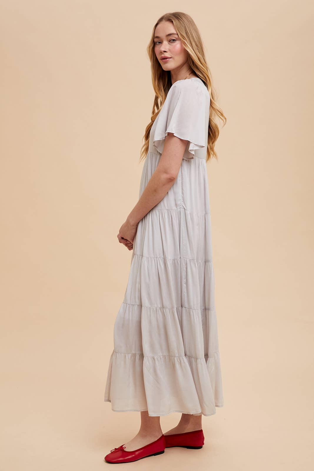 Apricot Flowy Maxi Dress