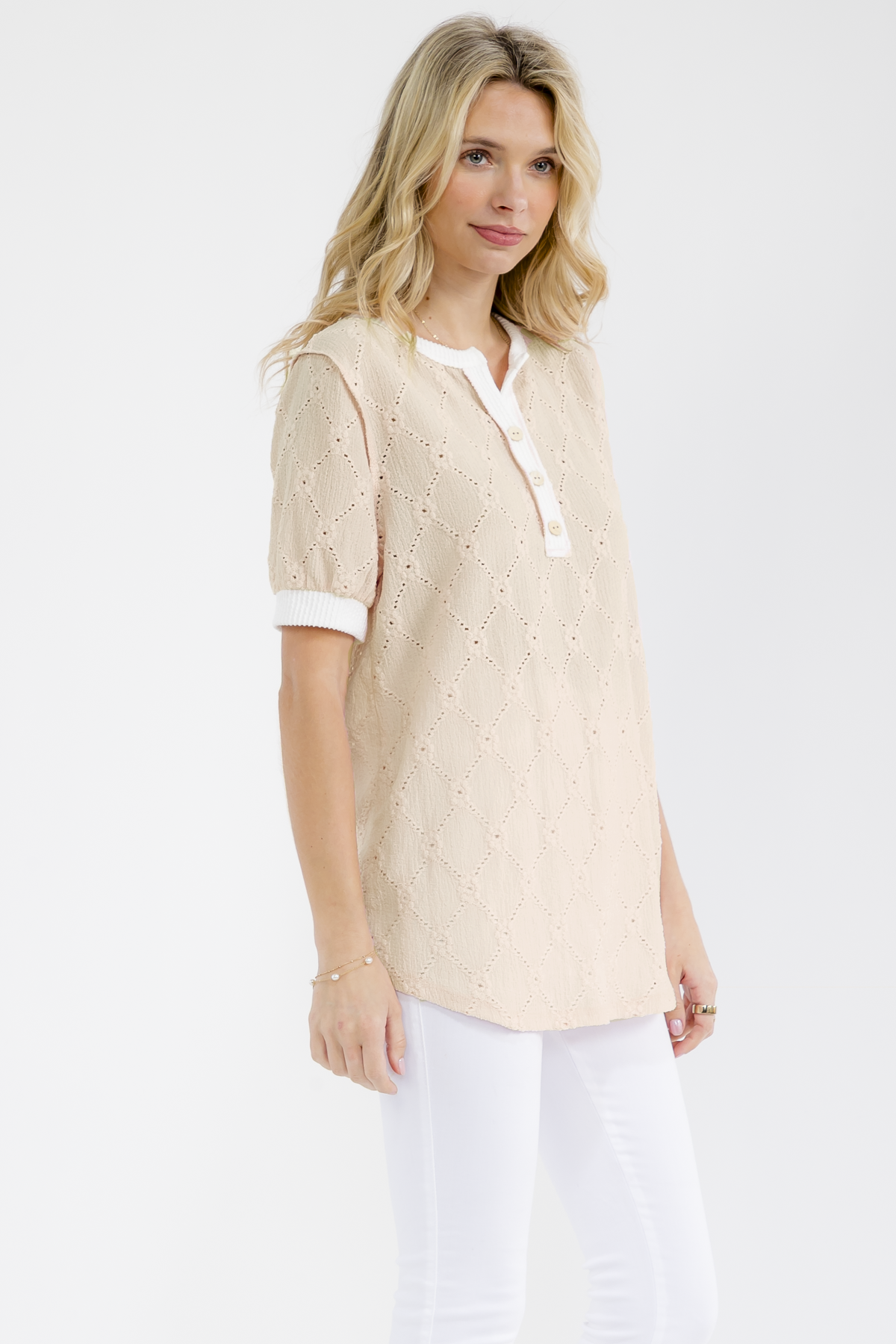 Eyelet Button Up Top