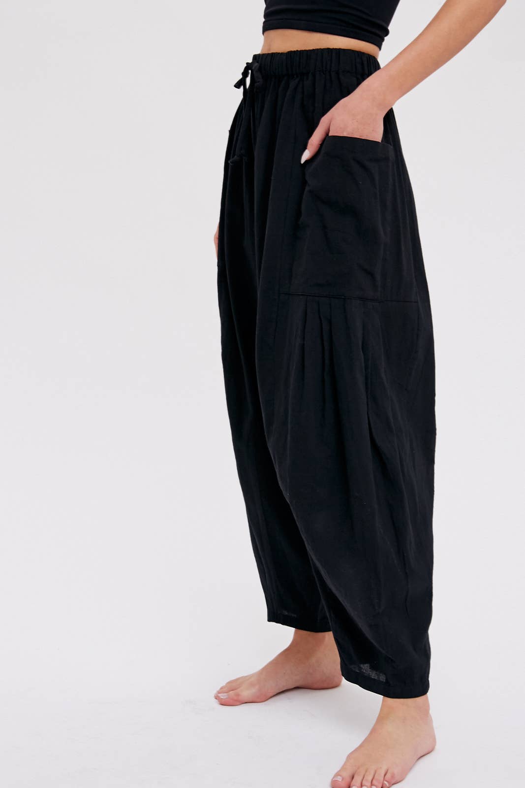 Linen Blend Wide Leg Pants