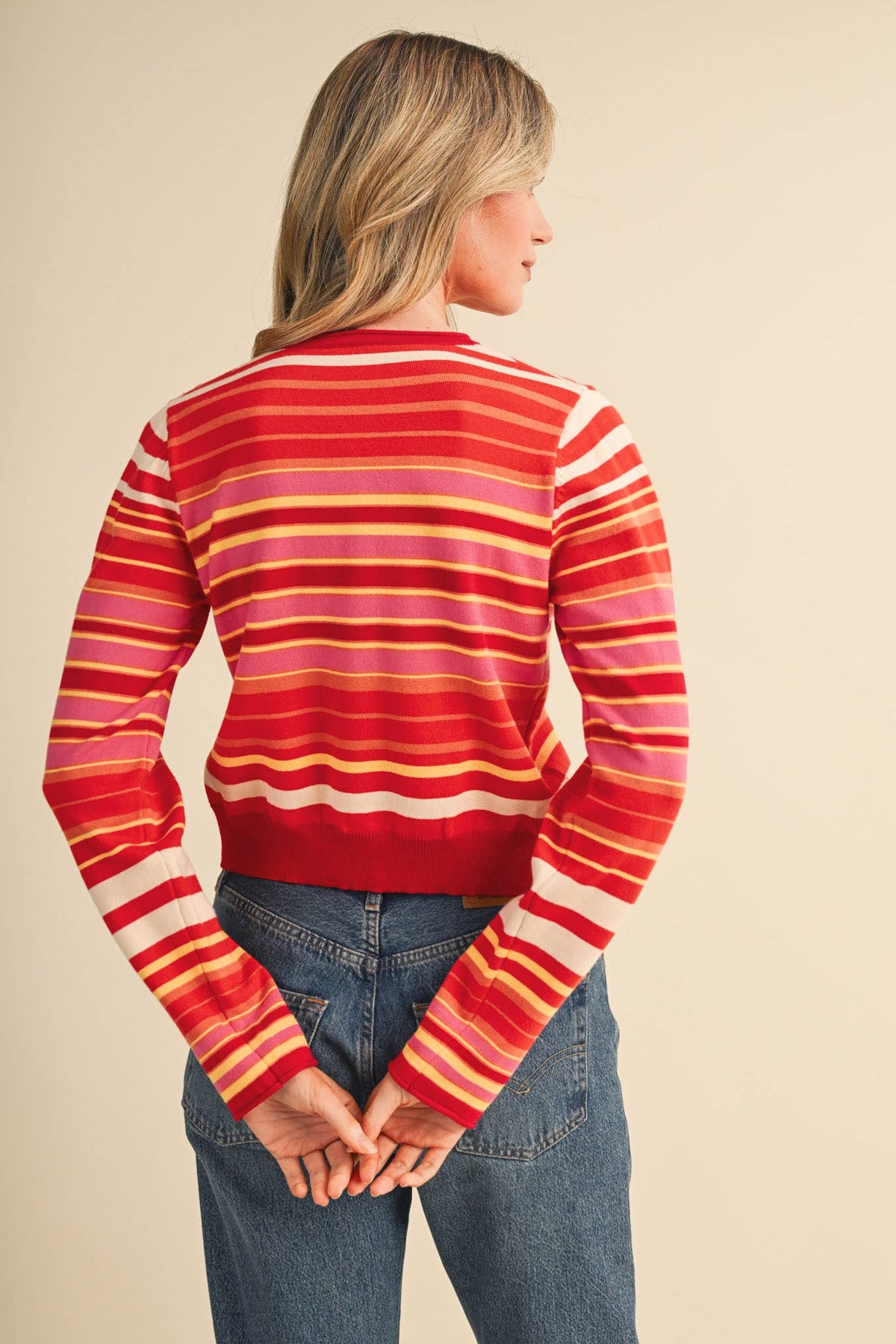 Multi Color Striped Sweater Cardigan