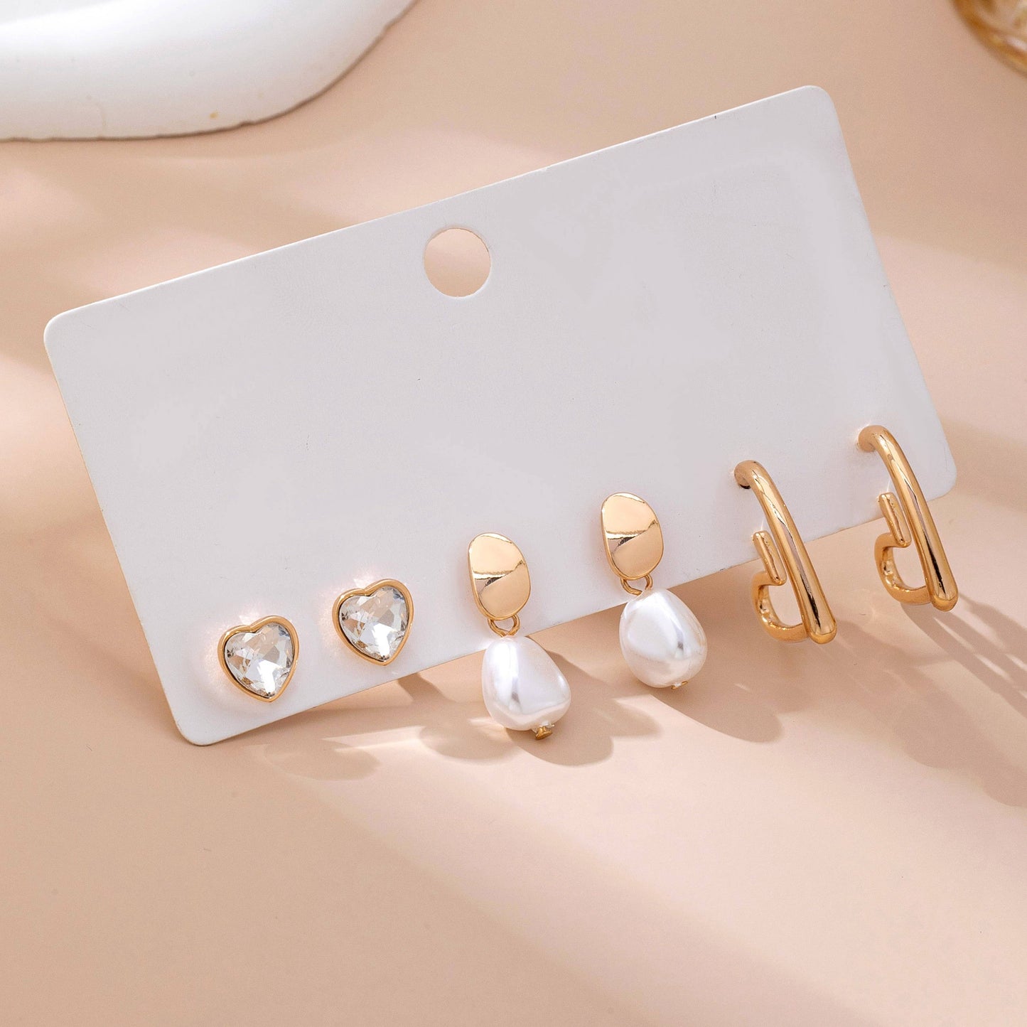 Heart Pearl Earring Trio