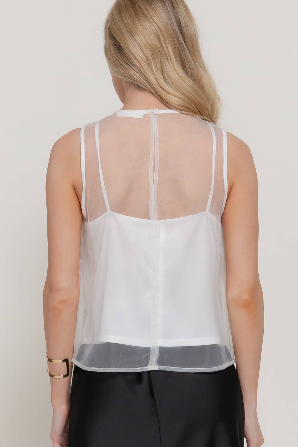 Midnight Organza Blouse with Inner Camisole