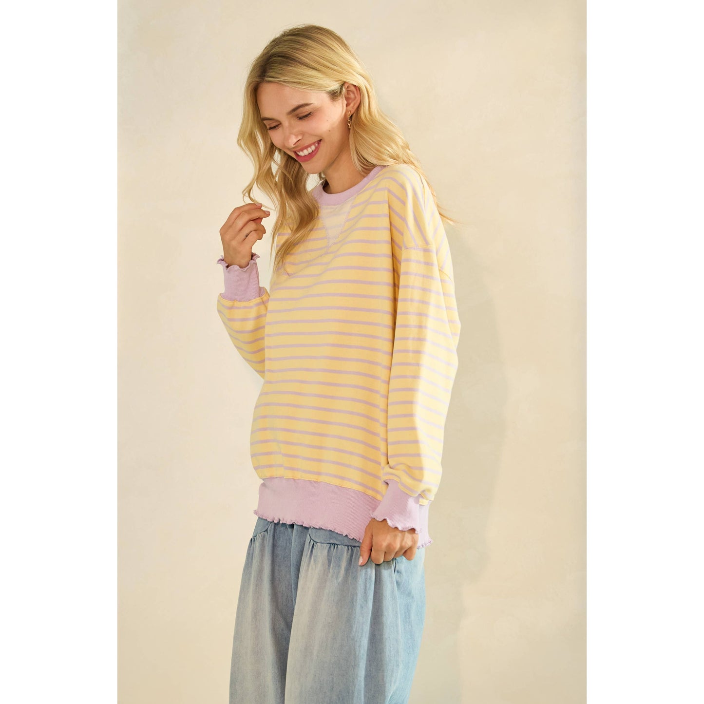 Striped Knit Long Sleeve Top