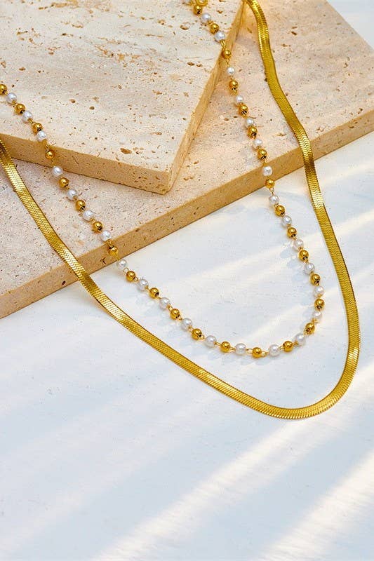 Tarnish-Free Bead & Chain Necklace