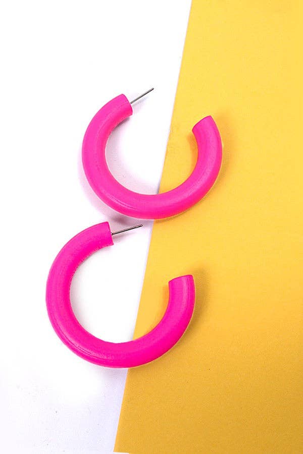 COLORFUL WOOD HOOP EARRINGS | 31E23585