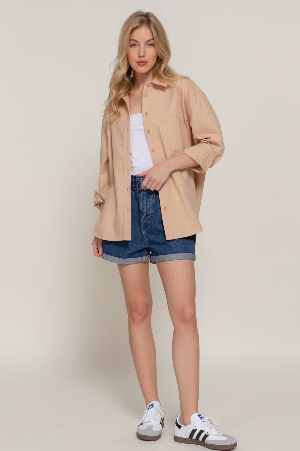 Relaxed Cotton Button Up Shirt