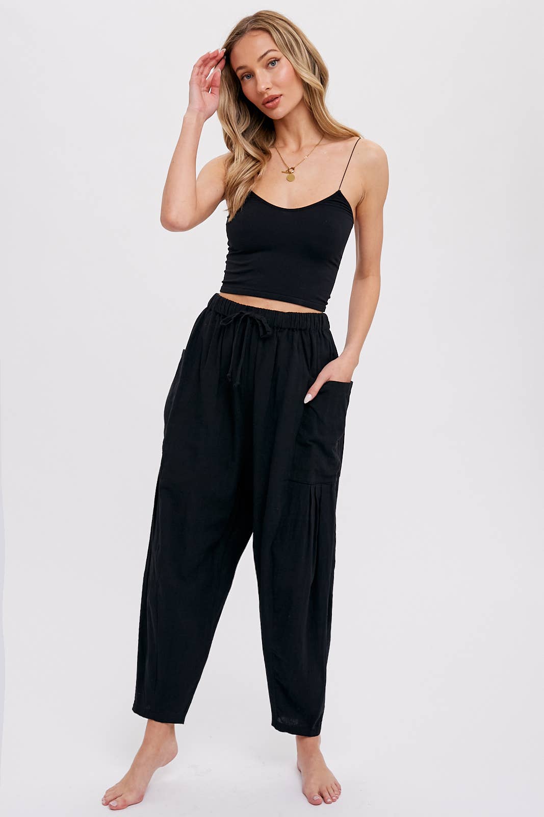 Linen Blend Wide Leg Pants