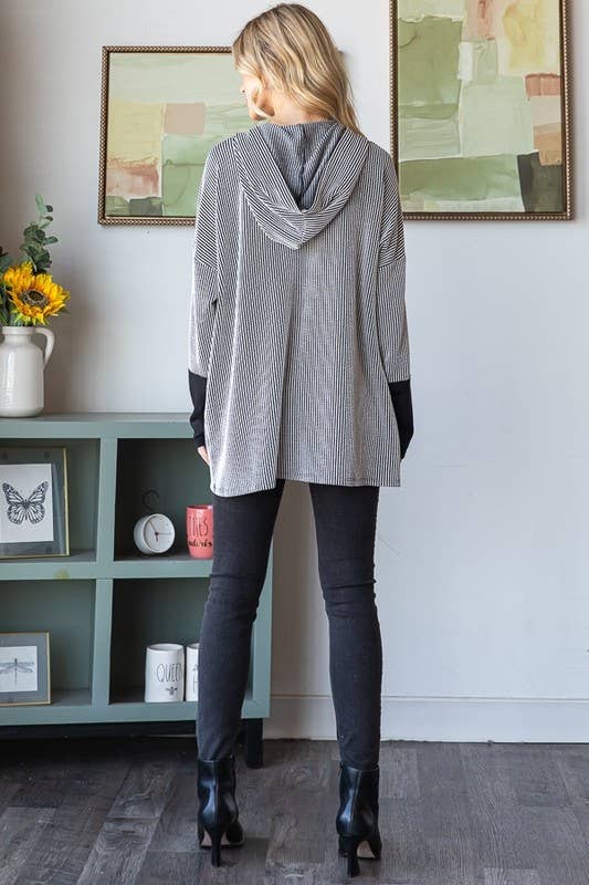 Black & White Stripe Hoodie