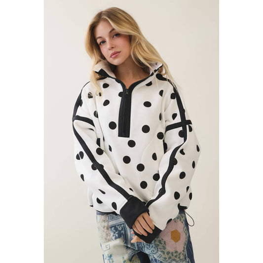 Polka Dot Contrast Pull Over