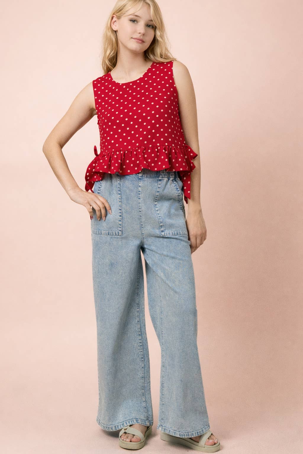 Olivia Side Tie Dot Top