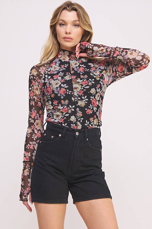 Floral Mesh Lined Top