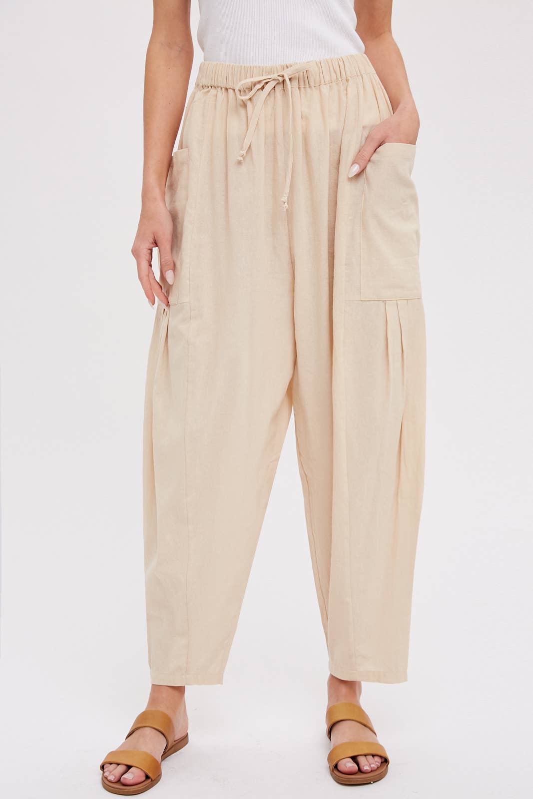 Linen Blend Wide Leg Pants