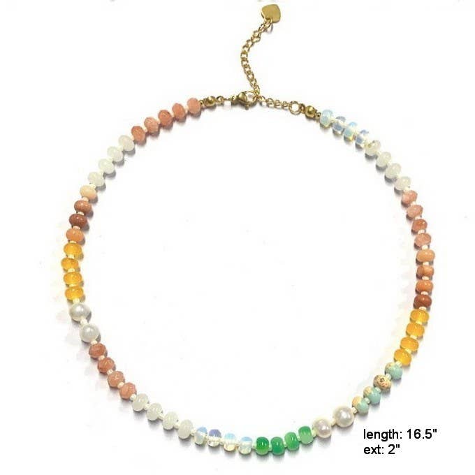 Stone Glass Bead Necklace