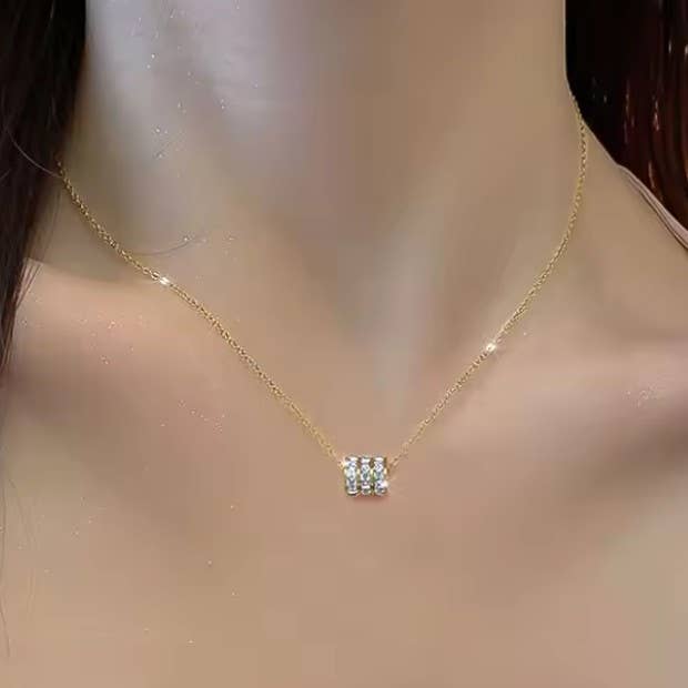 Waterproof Barrel Rhinestone Necklace