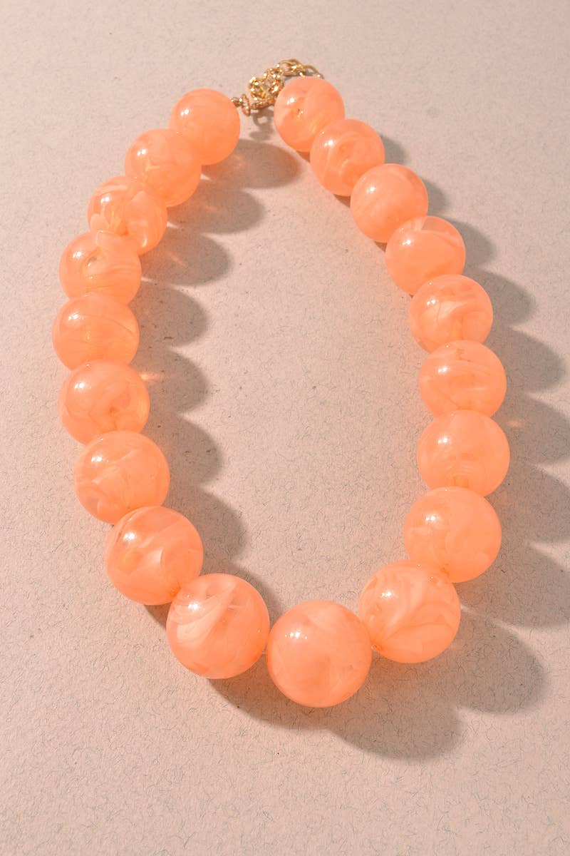 Marbled Round Beaded Statement Necklace