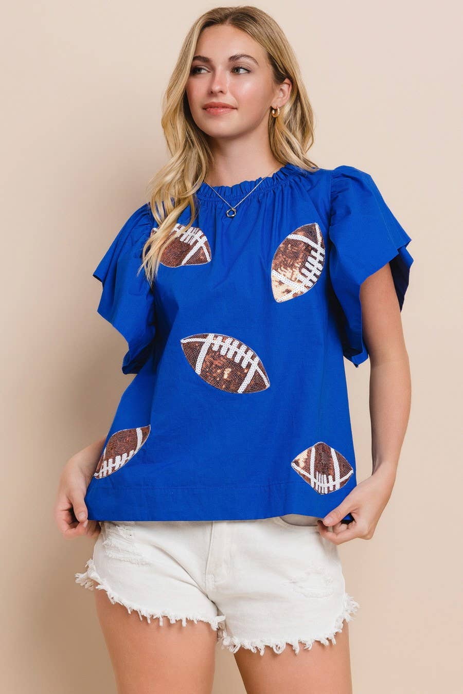 Football Sequin Patch Blouse