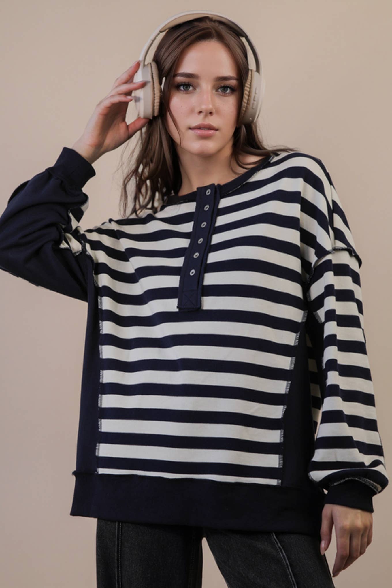 Oversized Striped Rugby Top