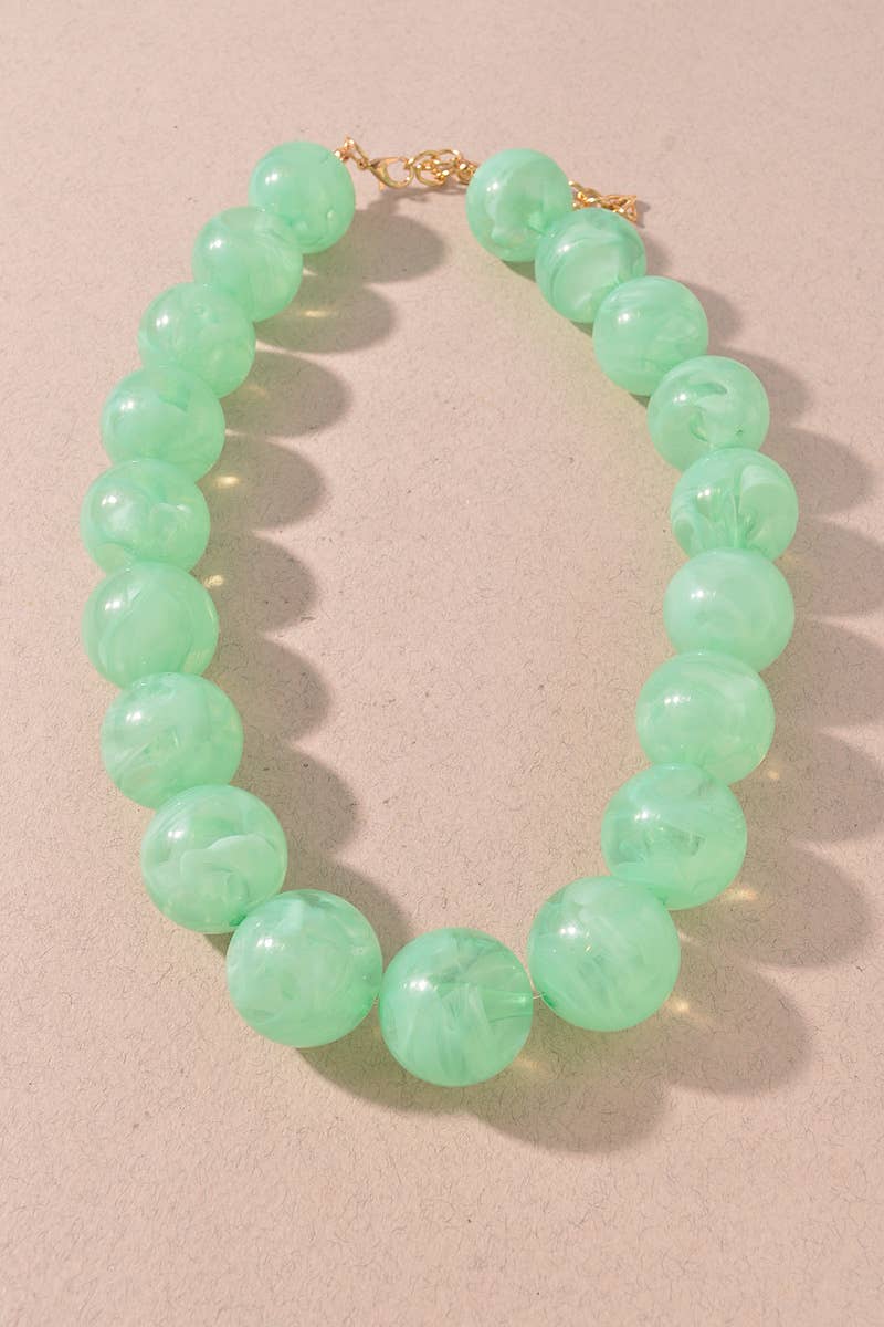 Marbled Round Beaded Statement Necklace