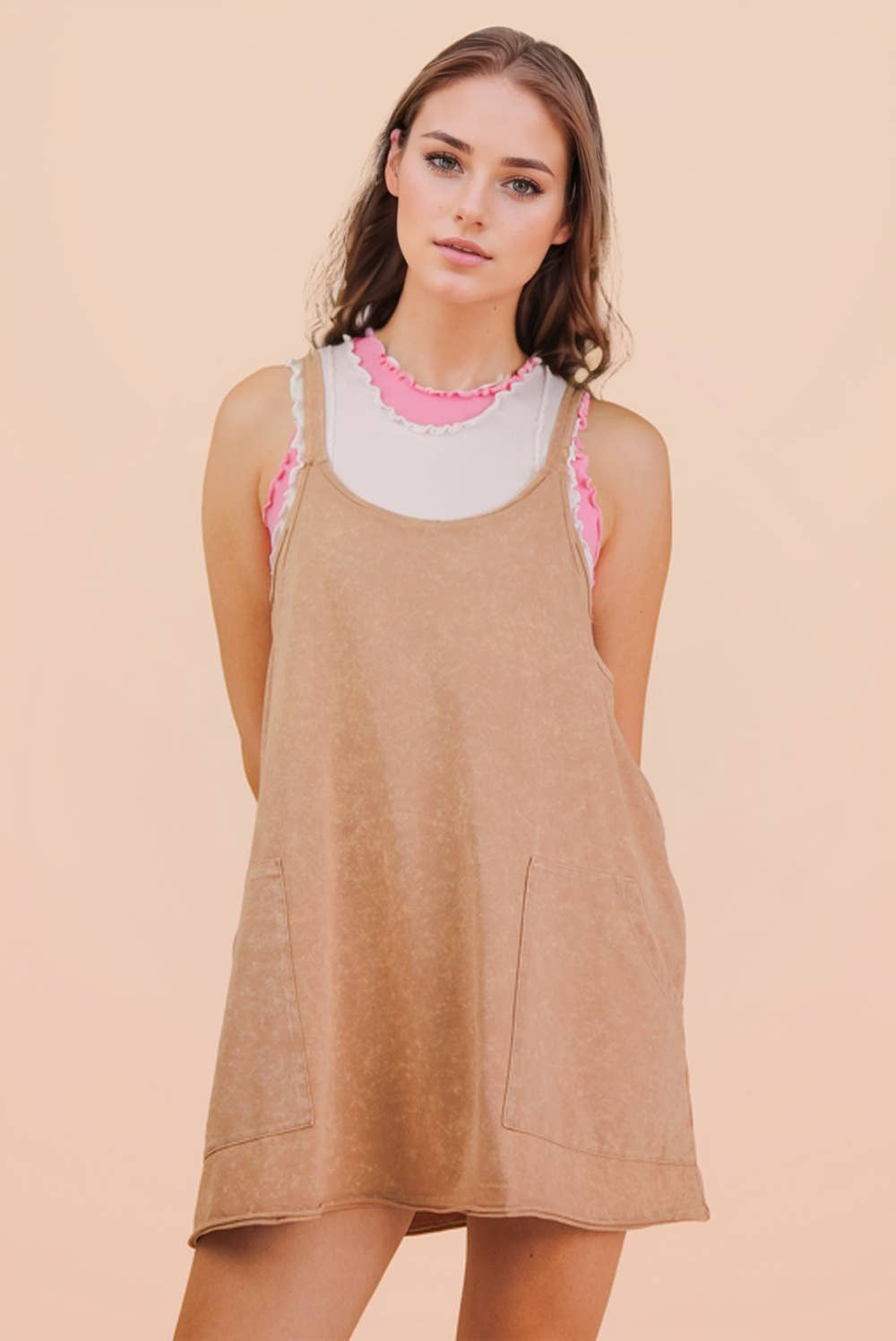 Mineral Washed Dress with Shorts Inside 