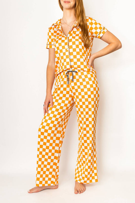 Checkerboard Sleep Pants White/Orange