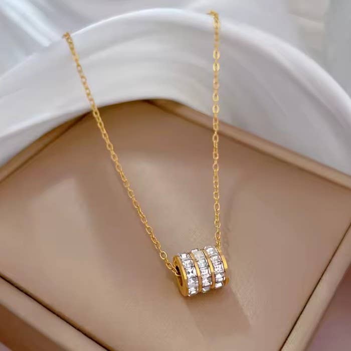 Waterproof Barrel Rhinestone Necklace