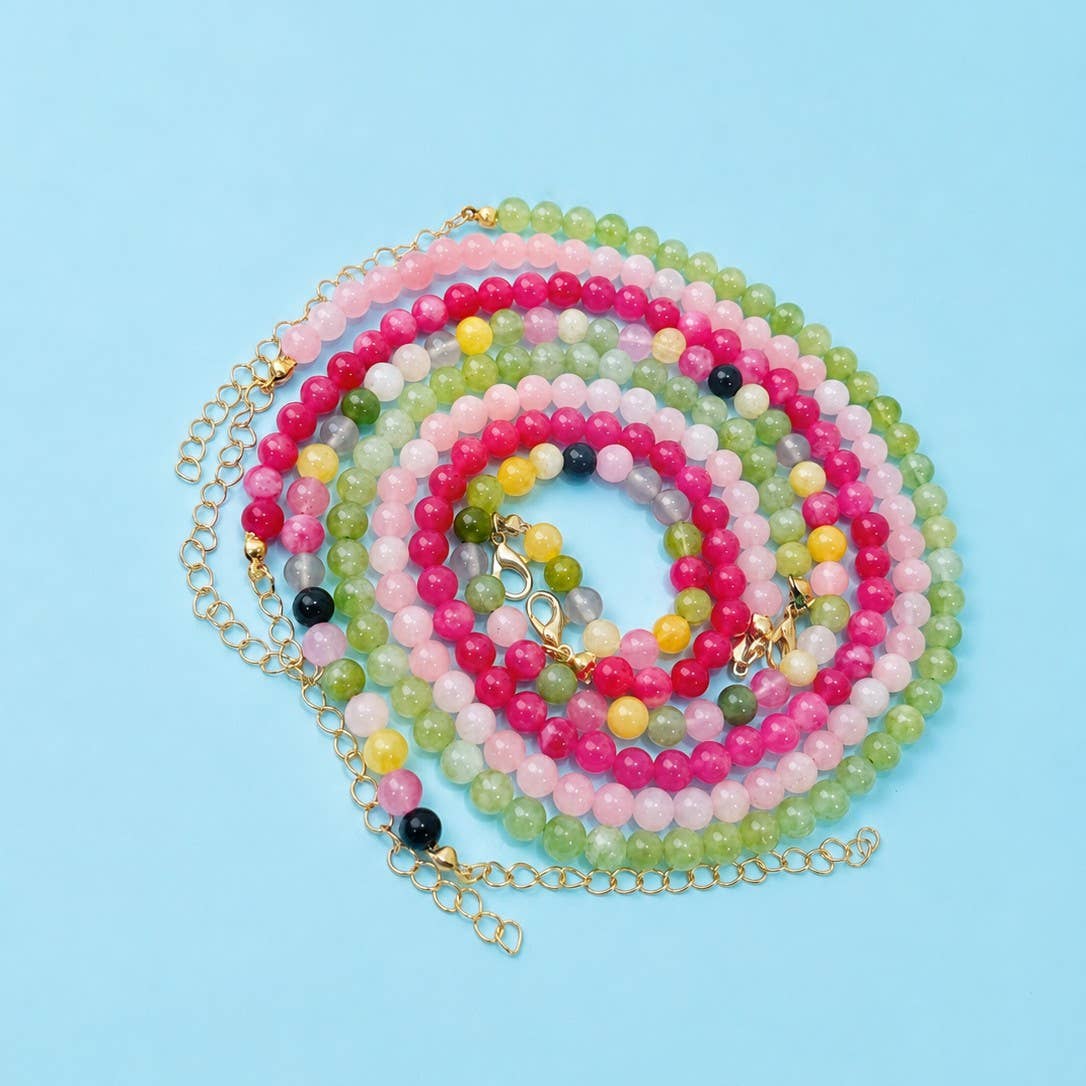 Natural Agate Glass Bead Necklace