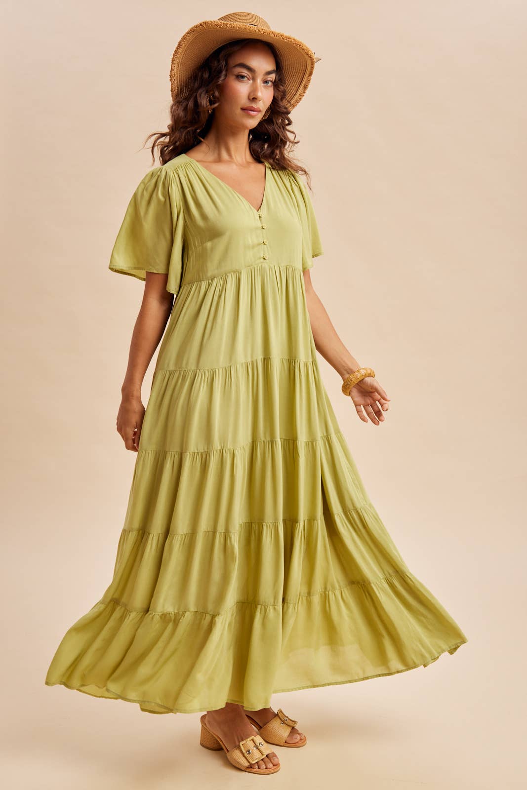 Apricot Flowy Maxi Dress